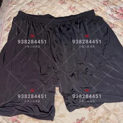 Summer Glossy Satin Silk Ultra-thin See Through Sexy Women High Waist Yoga Sleeping Shorts Loose Running Gym Bottoms