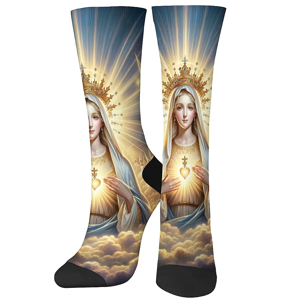 Virgin Mary Vintage style men's fun mid-tube socks Crew socks, soft comfort socks, leisure sports outdoors, ideal Easter gift.