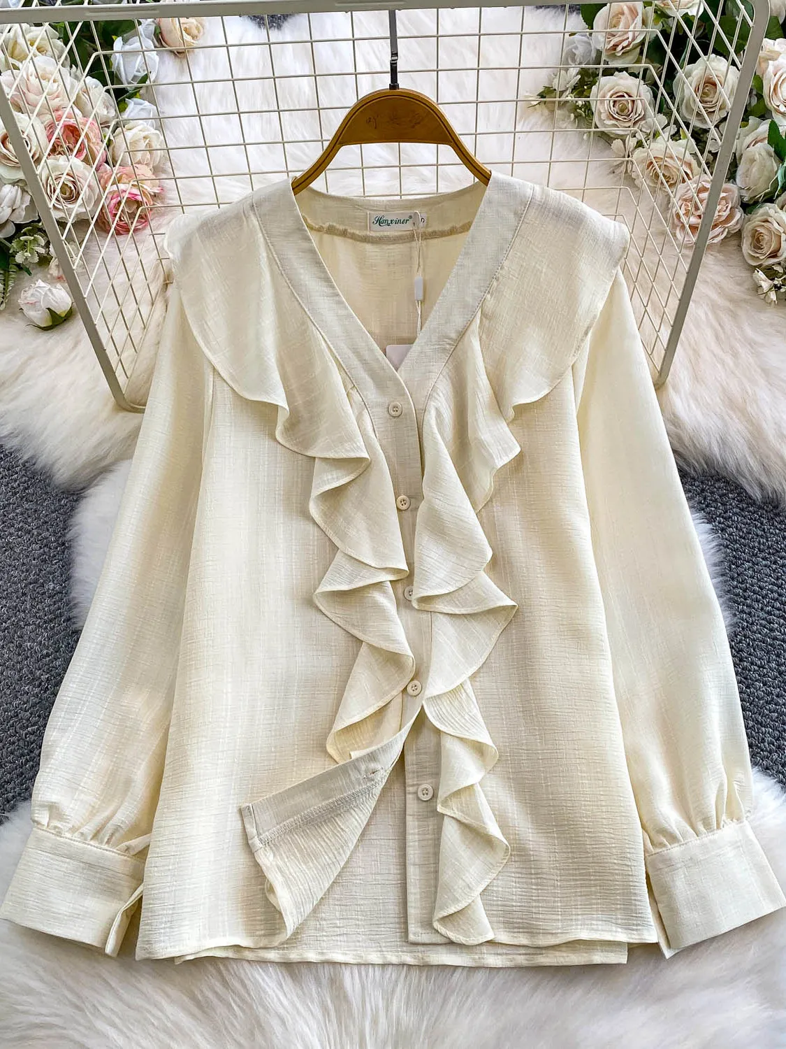 

Ранняя осень, корейский женский стиль Irt V-Ne, свободный длинный свек на одной пуговице с цветочным принтом, повседневная одежда с эффектом похудения