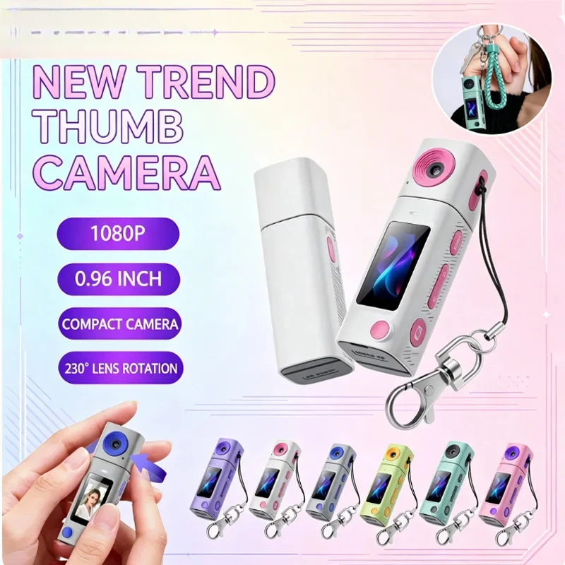 New G10 HD Mini Thumb Camera 230° Rotating Lens for Outdoor Sports Digital Video and Photo Capture 1080P Macaron Color Scheme
