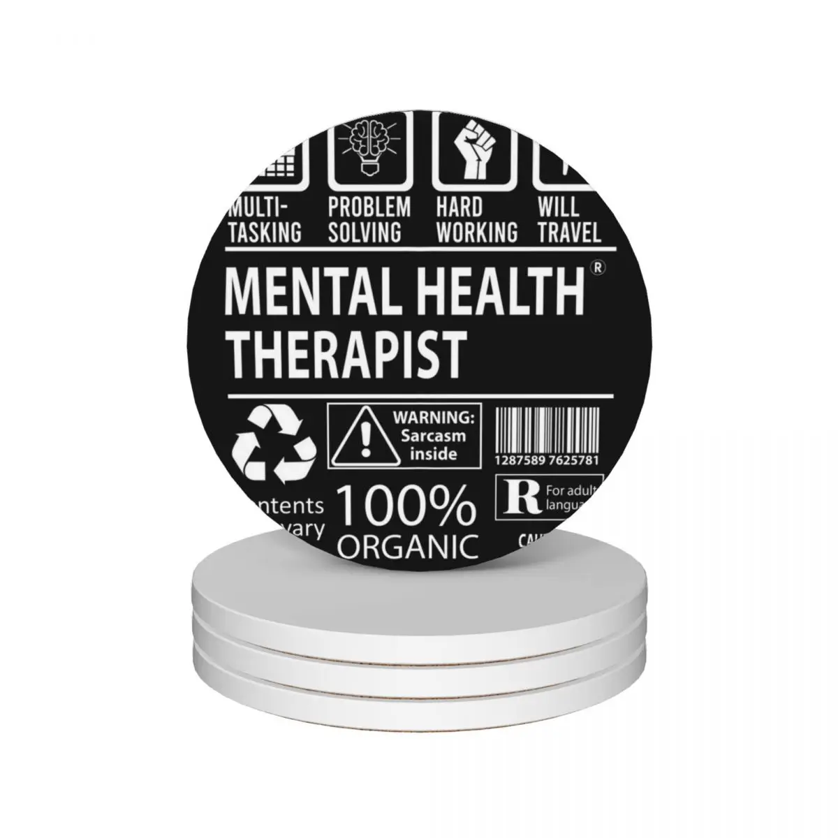 

Mental Health Therapist T Shirt - MultiTasking Certified Job Gift Item Tee Ceramic Coasters (Set of 4) coffee cup stand Coasters