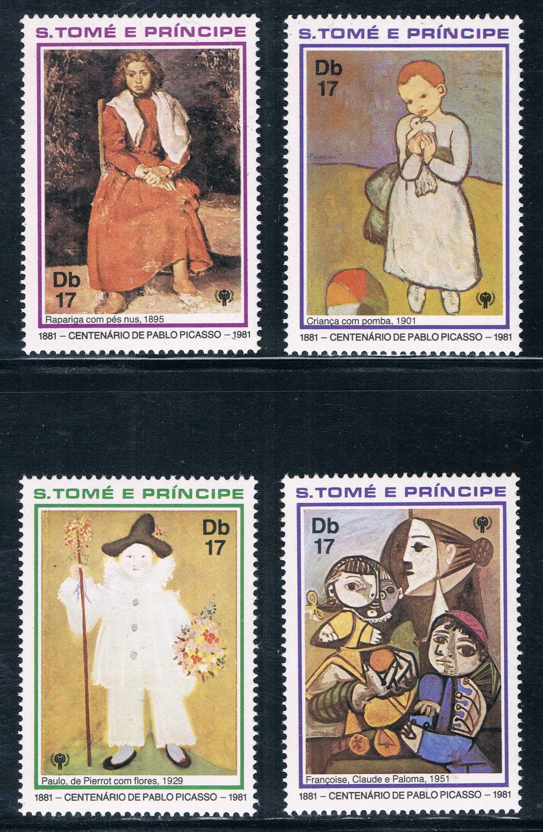 Sellos postales de Sao Tome And Prince, año 1981, pintura de Picasso, 4 nuevos sellos postales coleccionables, Material para álbum de recortes