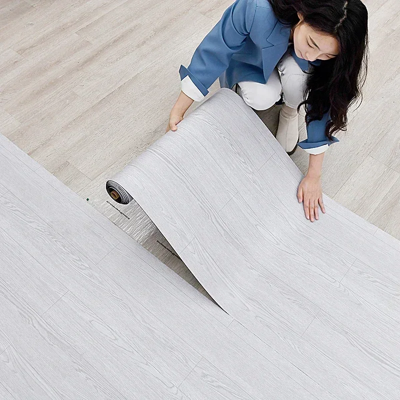 

3D Wood Grain Floor Wallpaper Self-adhesive waterproof Wall Sticker Living Room Kitchen toilet metope Decor Floor Sticker K-on