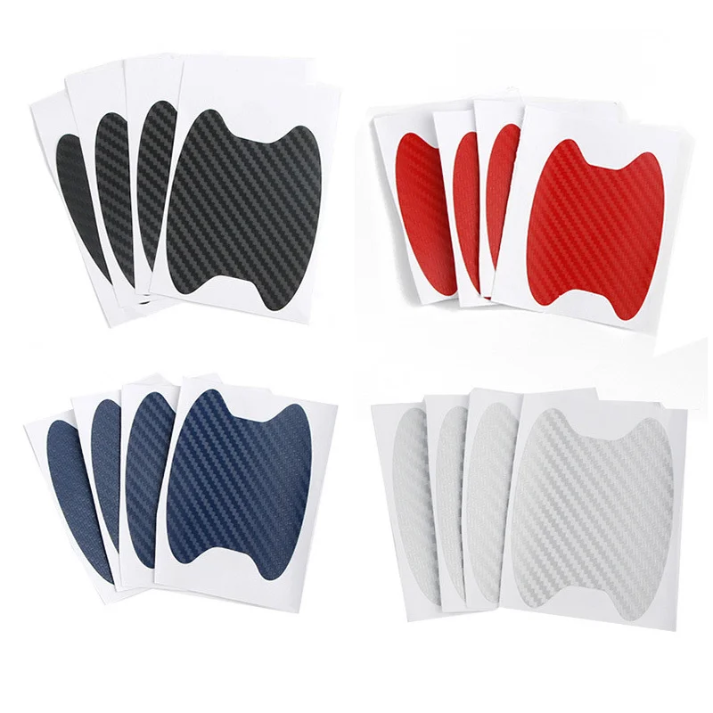 Pegatinas de coche antiarañazos, Protector de fibra de carbono para manija de puerta de coche, película de protección para manija de automóvil, accesorios exteriores de estilo