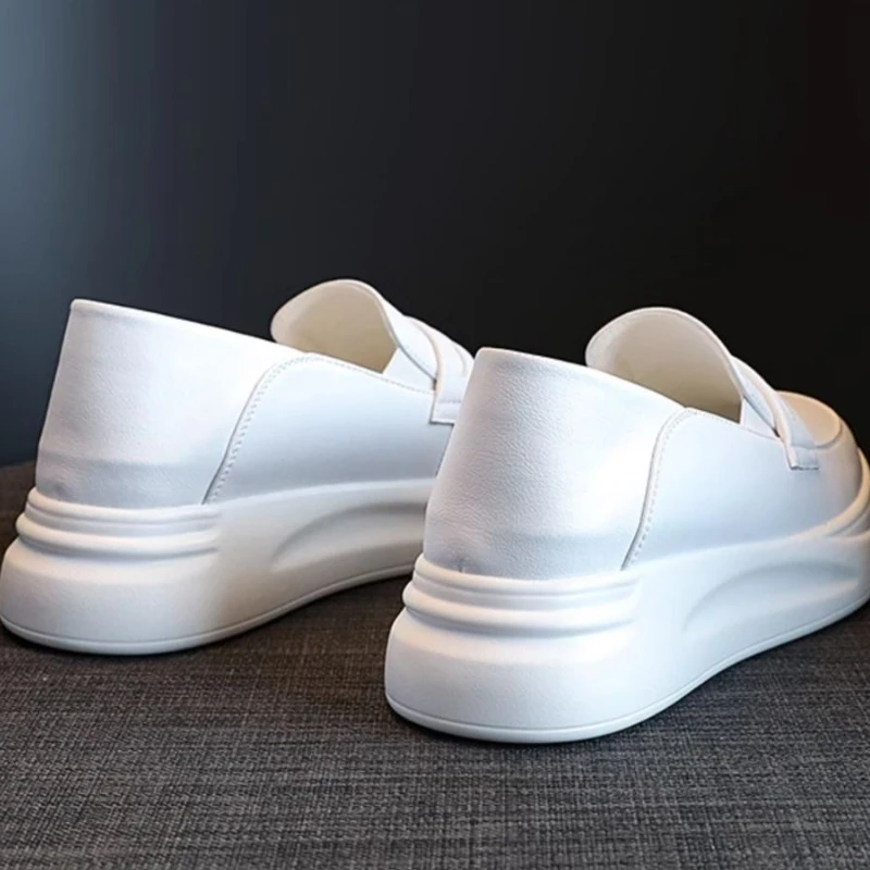 Women's White Leather Footwear 2025 Memory Foam Insole Breathable Slip On Dress Shoes​