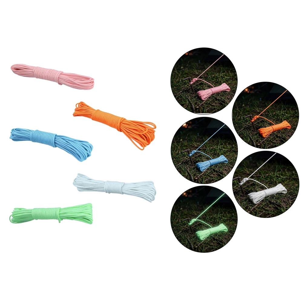 10m Glow In Dark Braided= Rope 8mm Polypropylene Cord For Camping Tent Binding Outdoor Securing Utility Tasks Night Visibility