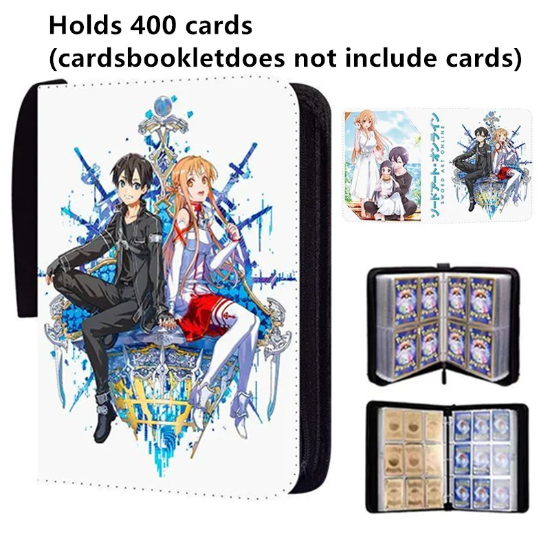 Sword Art Online Card Album, Pasta Cartão, Double Pocket, Zipper Binder, Coleções Titular, 4 ou 9 Slots, 400PCs, 900PCs