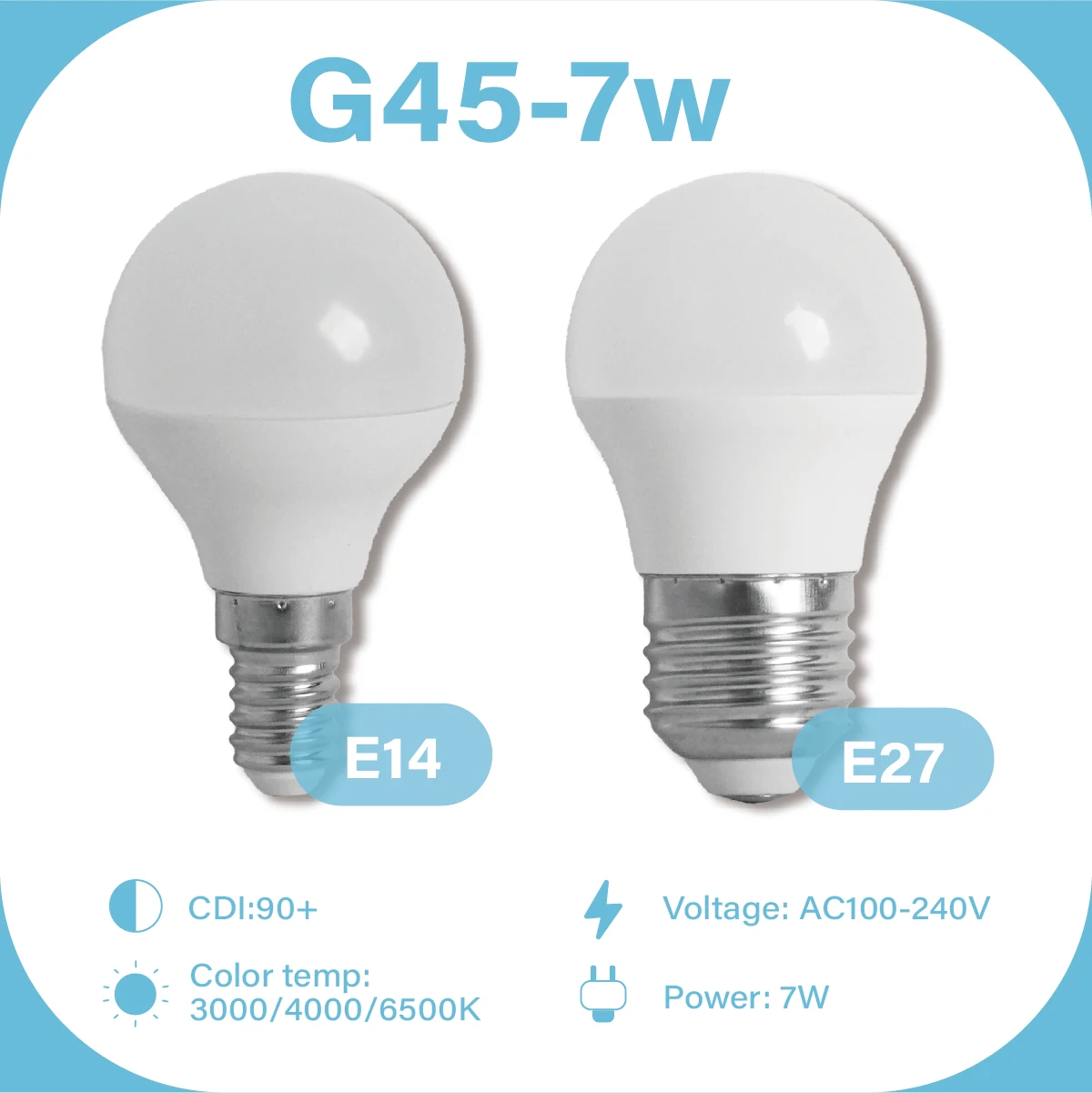 G45 Full Spectrum LED Bulb E14 E27 Base, AC100-240V,CRI90 High Color Render Eye Care Decor Lamp for Indoor Ambient Lighting