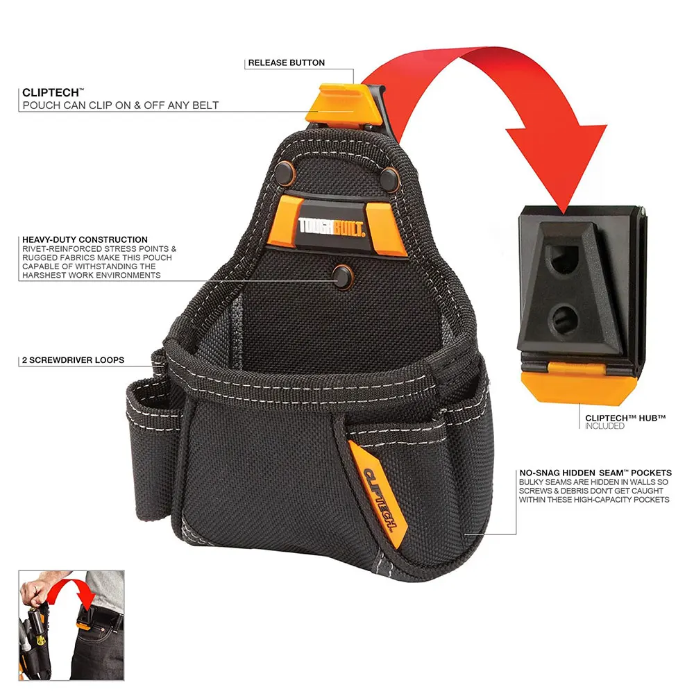 Toughbuilt TB-CT-25 ClipTech Tape Measure Pouch 6-Layer Durable Tool Organizer  for Carpenter Electrician Job Site