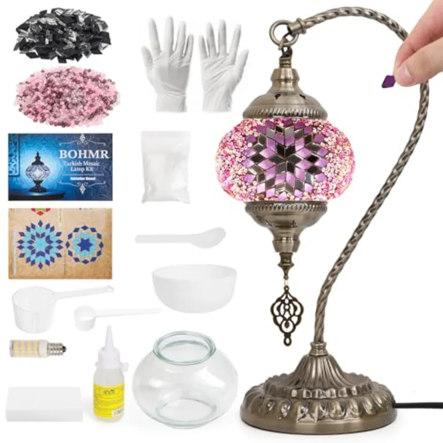 

DIY Turkish Mosaic Lamp Kit for AdultsSwan-Neck Stained Glass Lamp Making Kit- Easy Fun No Experience Needed Mosaic Art and Cra