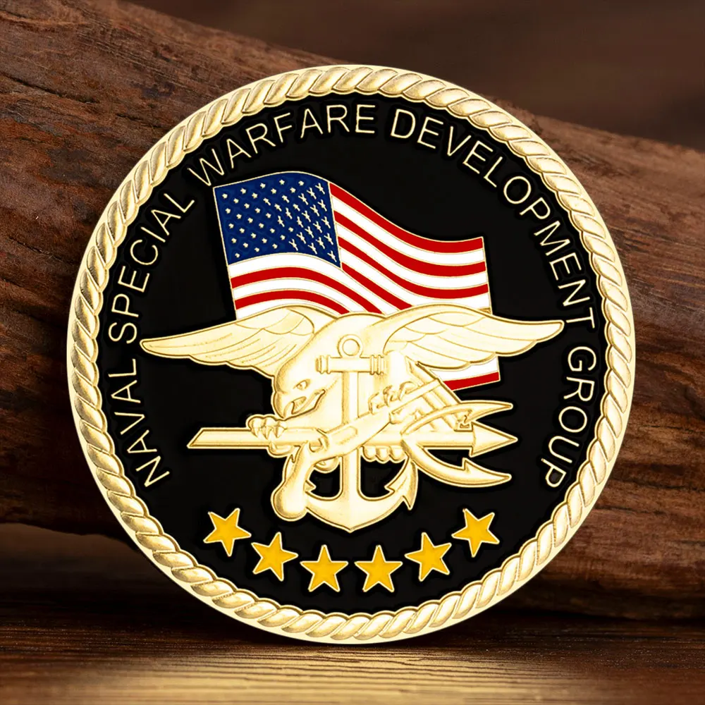 Seal Team Six Naval Special Warfare Development Group Golden Plated Challenge Coin Colorized Art Gift Commemorative Coins