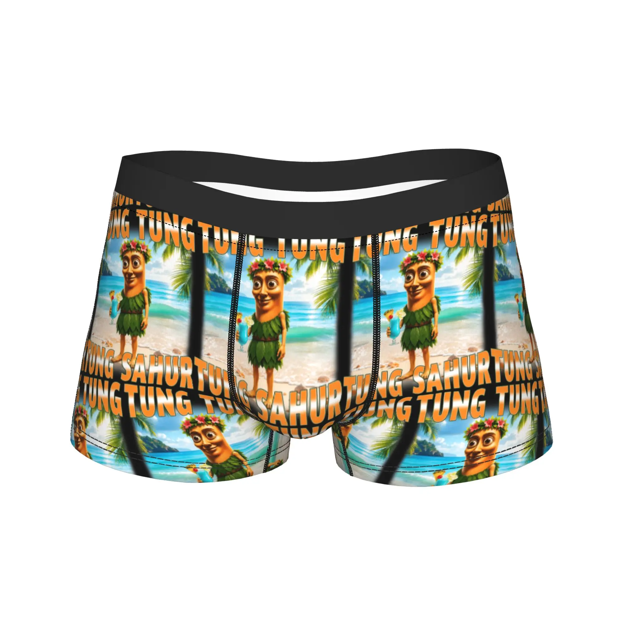 Tung Tung Tung Sahur Summer Hawaii Funny Meme Shorts Briefs  Underwear Quality Men Comfortable Boxershorts Plus Size Underpants