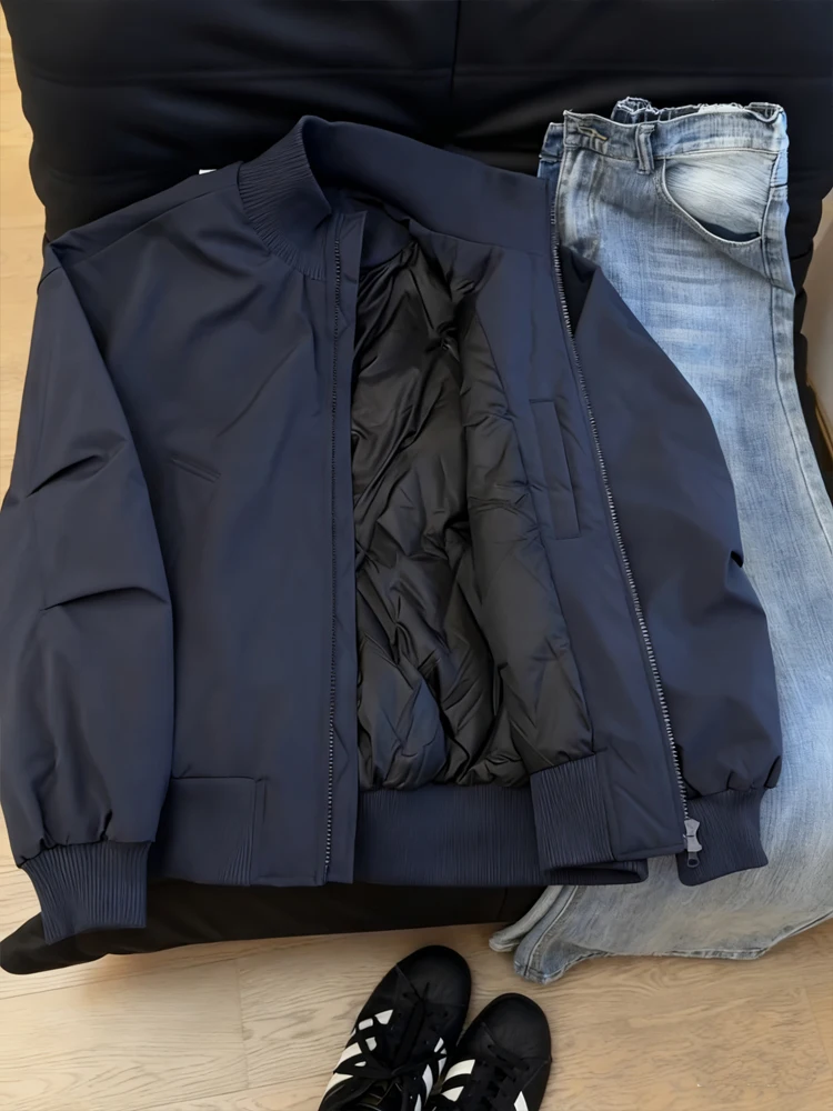 

Мужская зимняя рабочая куртка-бомбер Cleanfit: теплая хлопковая куртка в бейсбольном стиле с воротником-стойкой, на молнии, однотонная