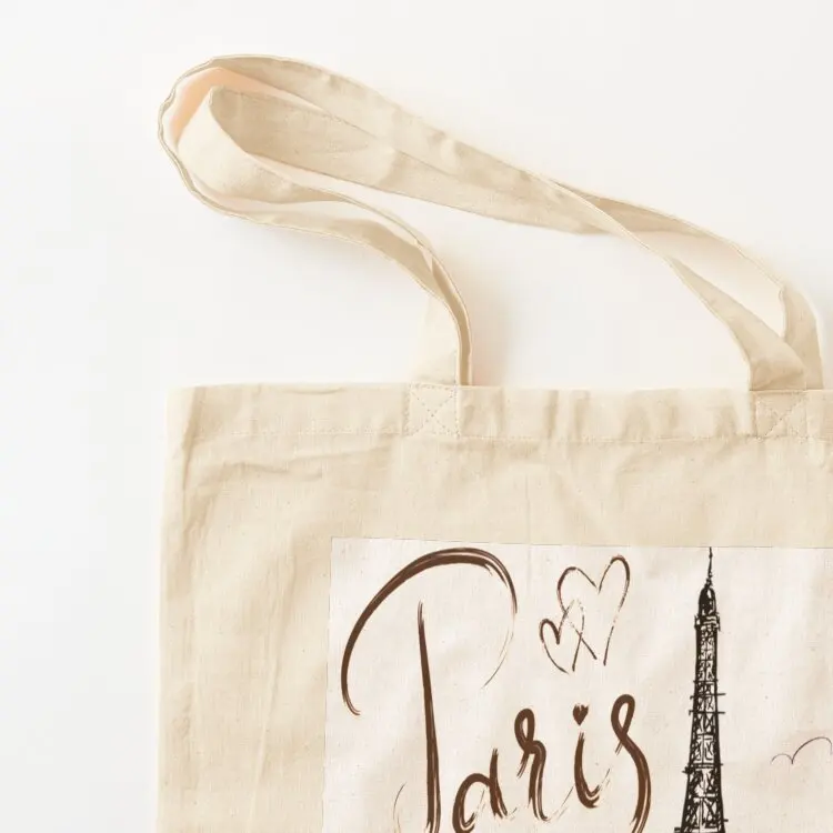 Paris Eiffel Tower illustration, Eiffel Tower Drawing Illustration, Hand-painted Eiffel Tower Tote Bag