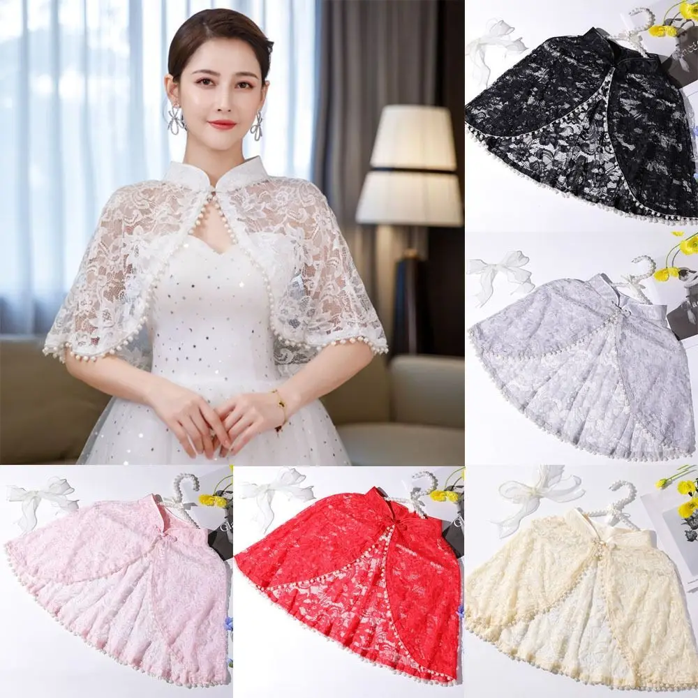 Solid Color Lace Tulle Evening Prom Cape Soft Elegant Formal Sheer Cape  Wedding Cosplay Shawl Wedding Bridal Shawl