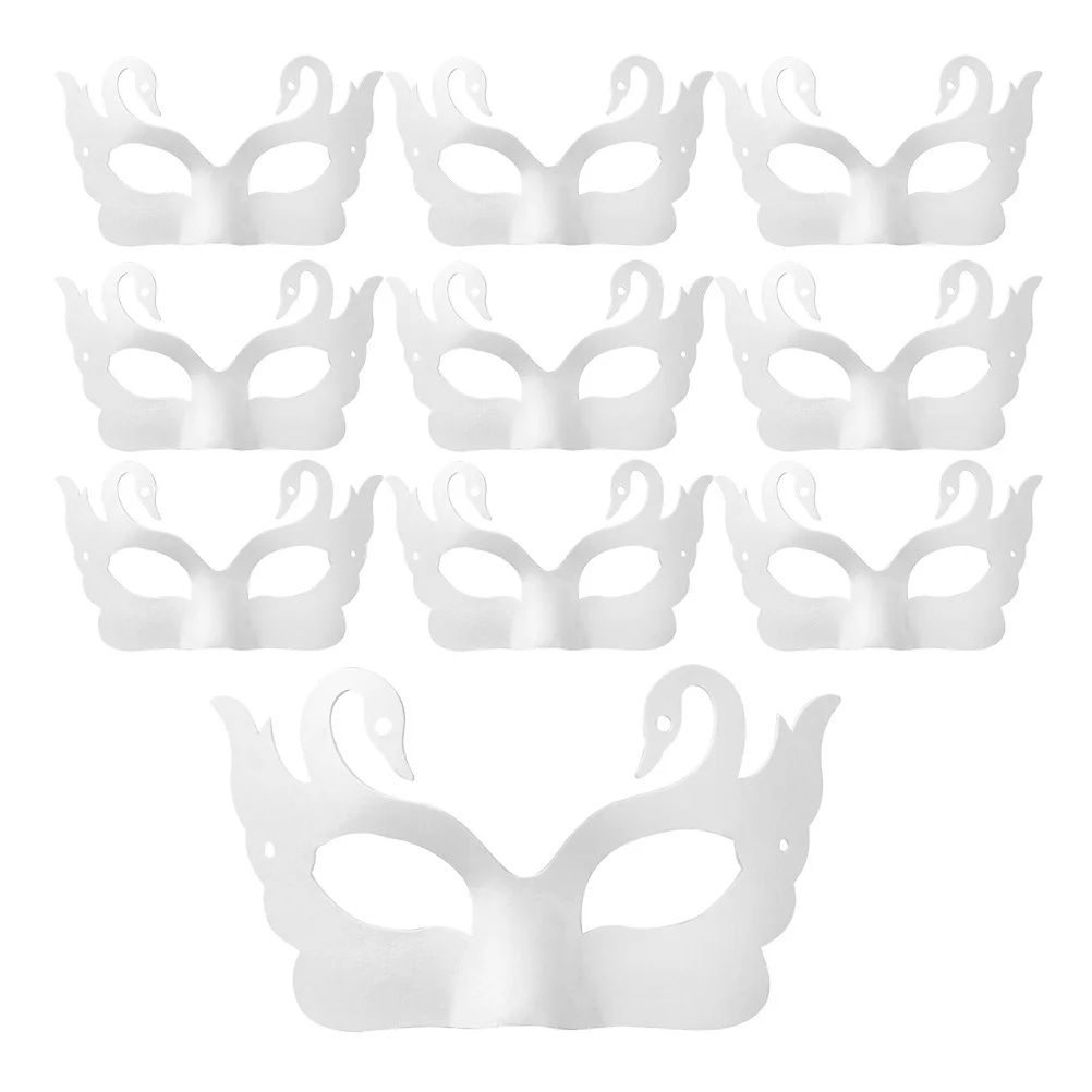 

10 шт., белые бумажные маски, пустая полумаска «сделай сам», для маскарада, Хэллоуина, маска для рисования Марди Гра