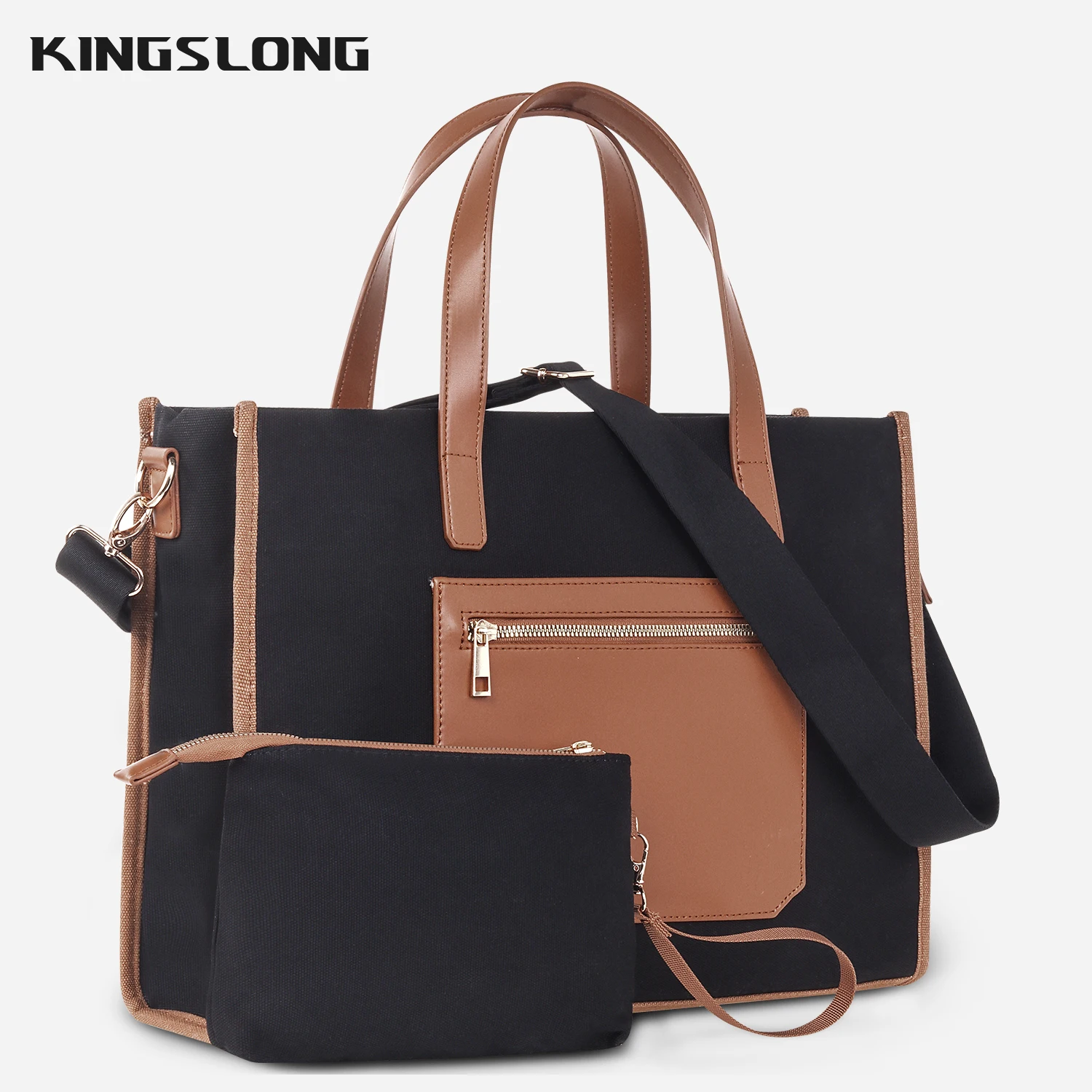 Fashion Women Large Capacity Handbag Simple Double Strap 15.6 inch Laptop Shoulder Bags with Small Bag