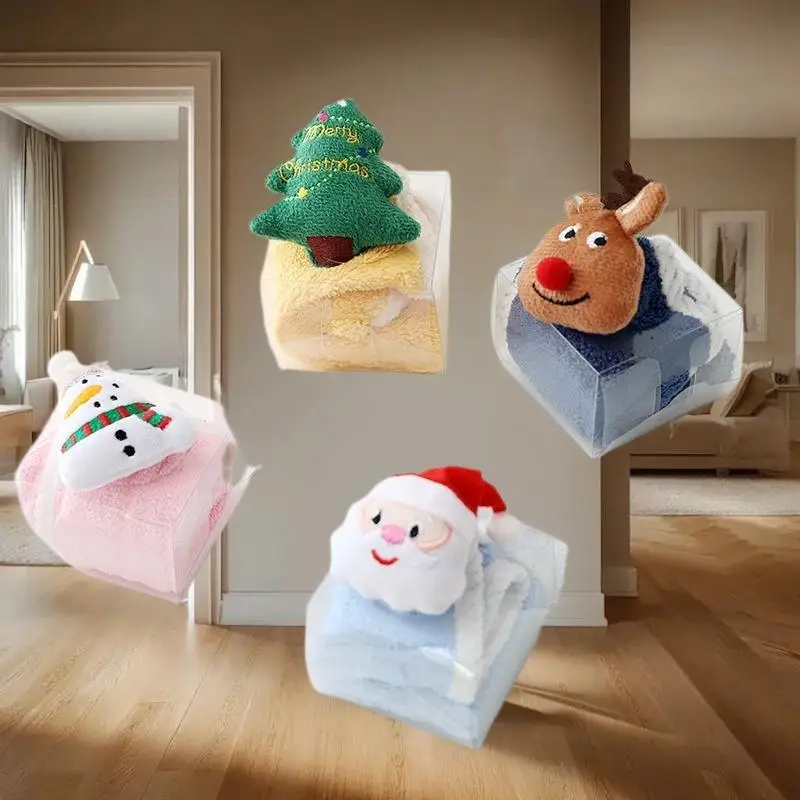 أطفال عيد الميلاد نمط منشفة اليد الكرتون الأيائل ثلج سانتا كلوز شجرة عيد الميلاد منشفة مخملية الحمام منشفة معلقة الامتزاز القماش