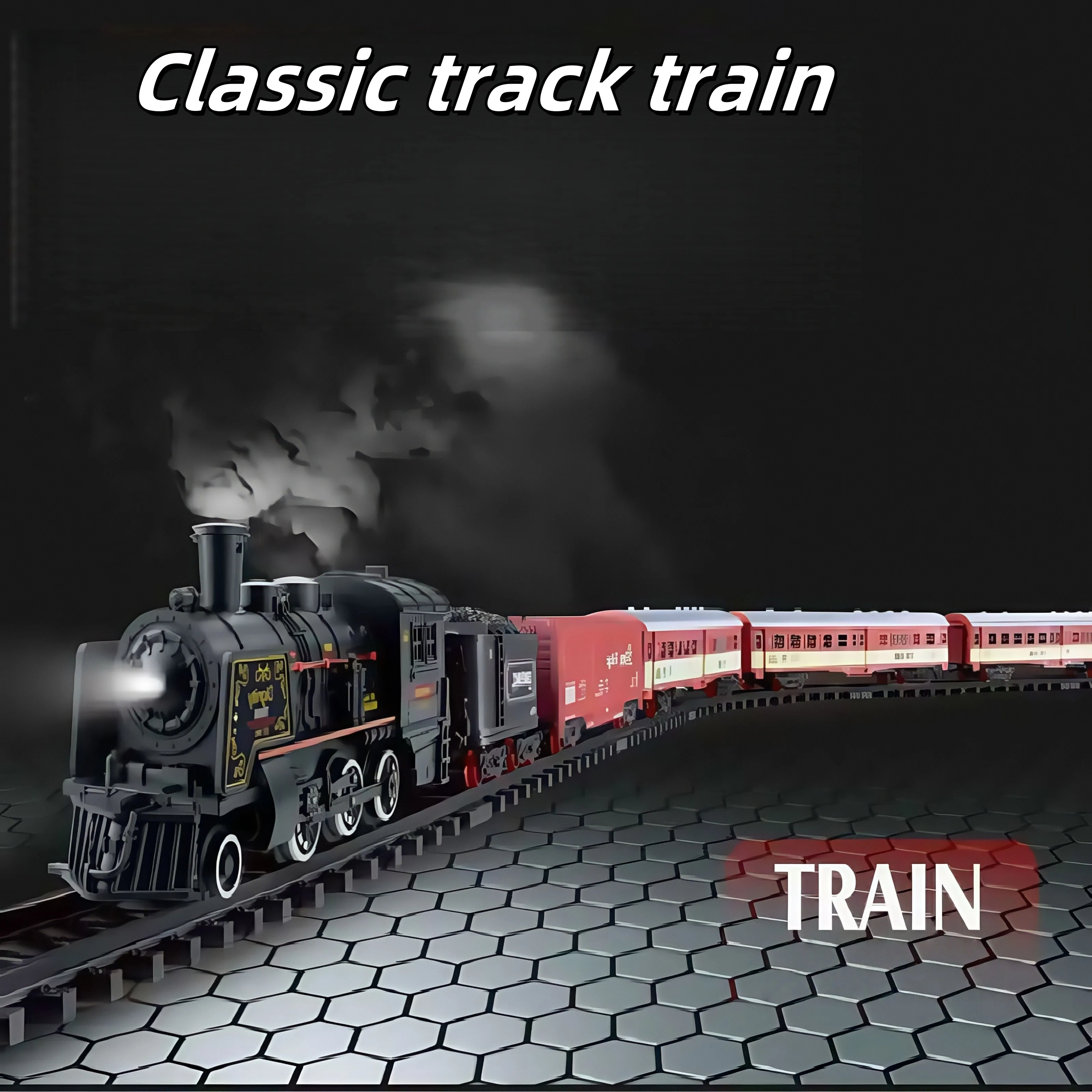 High end requintado grande trem conjunto de pista brinquedo retro clássico carro motor a vapor e trem longo conjunto com luz e som novo ye