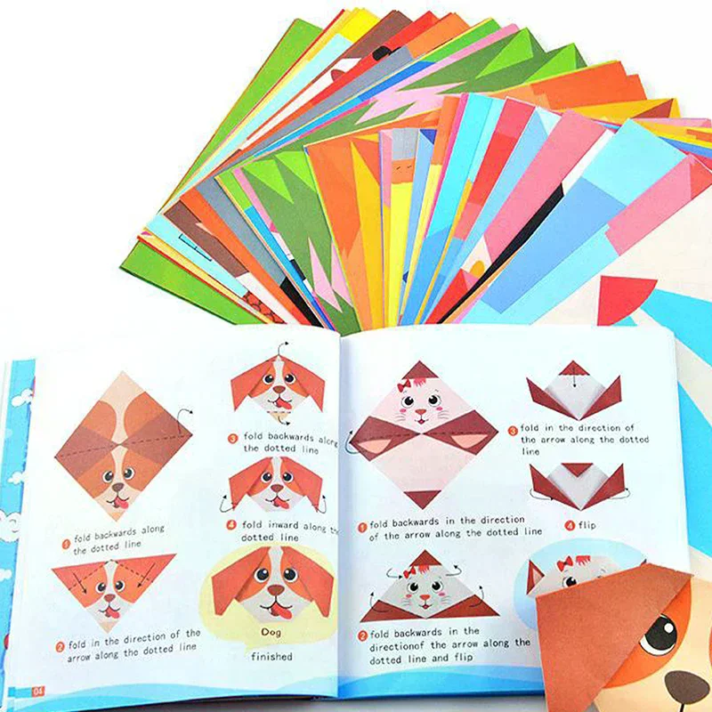 Kit de origami para crianças de 5 a 16 anos, 108 folhas com 54 padrões e livro de instruções |   Kit de papel origami para iniciantes e avançados