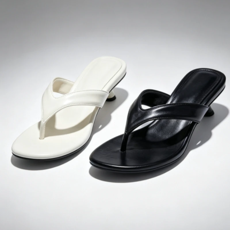 Flip-Flops Women  2026 New Women's Slippers Summer Fashionable Open Toe Casual Beach Shoes Low Heels Pinch Toe Sandals