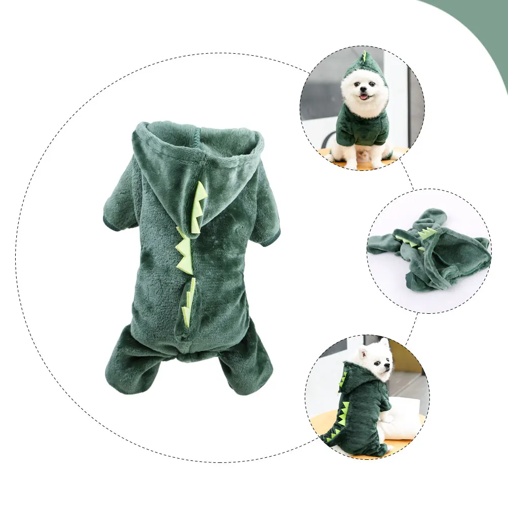 

Dinosaur Designed Dog Clothes Premium Coral Fleece Hooded Jumpsuit for Small Big Dogs Pet Costume Breathable Comfortable Festive