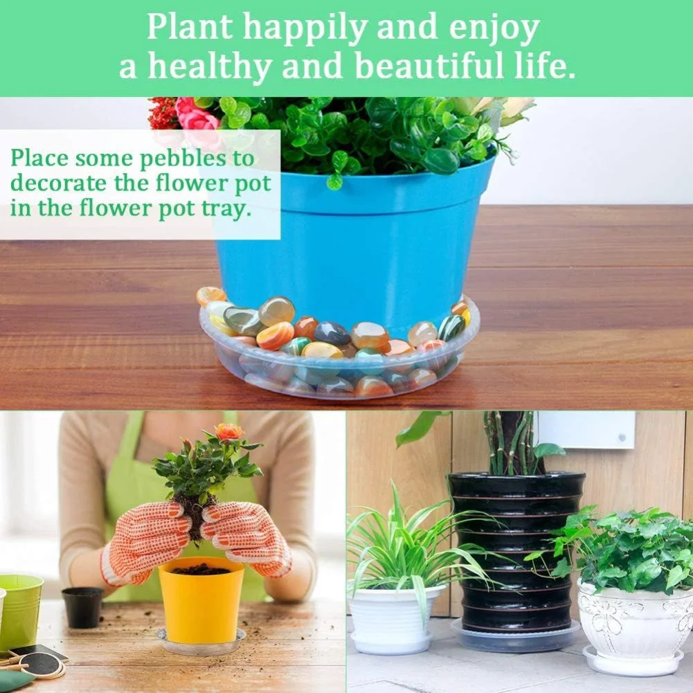 30 Pieces Transparent Plastic Plant Saucers Drip Trays for Flower Pots 15 20 25cm Sizes Suitable for Indoor and Outdoor