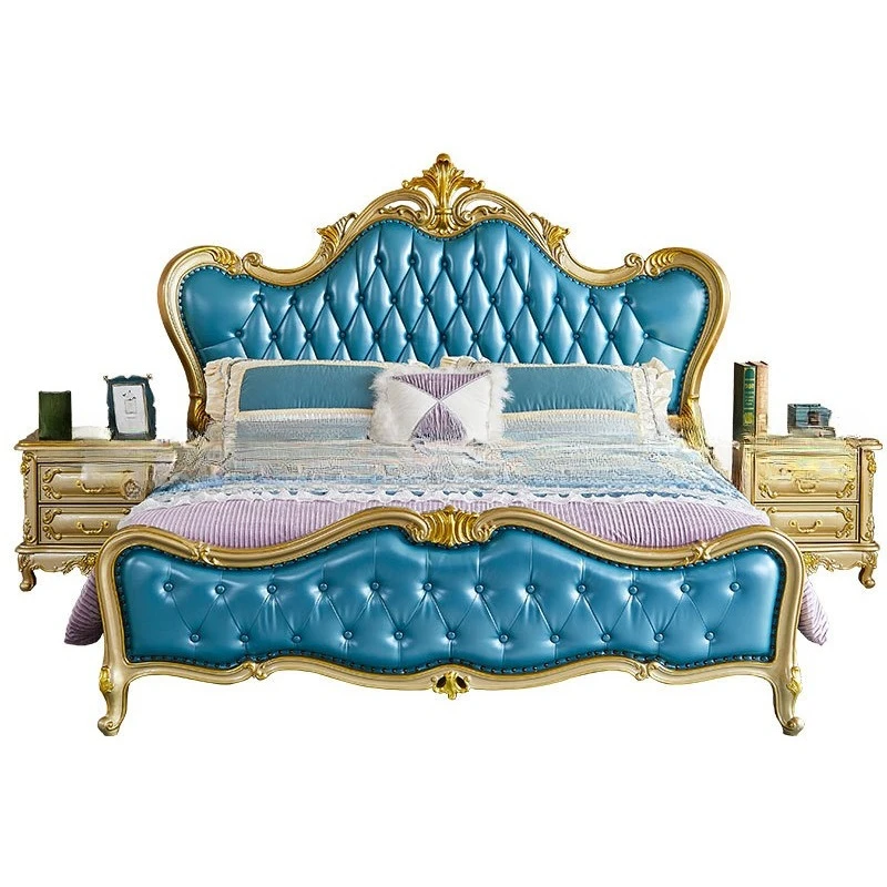 

European solid wood double bed master bedroom luxury princess luxury European and American classical storage bedroom