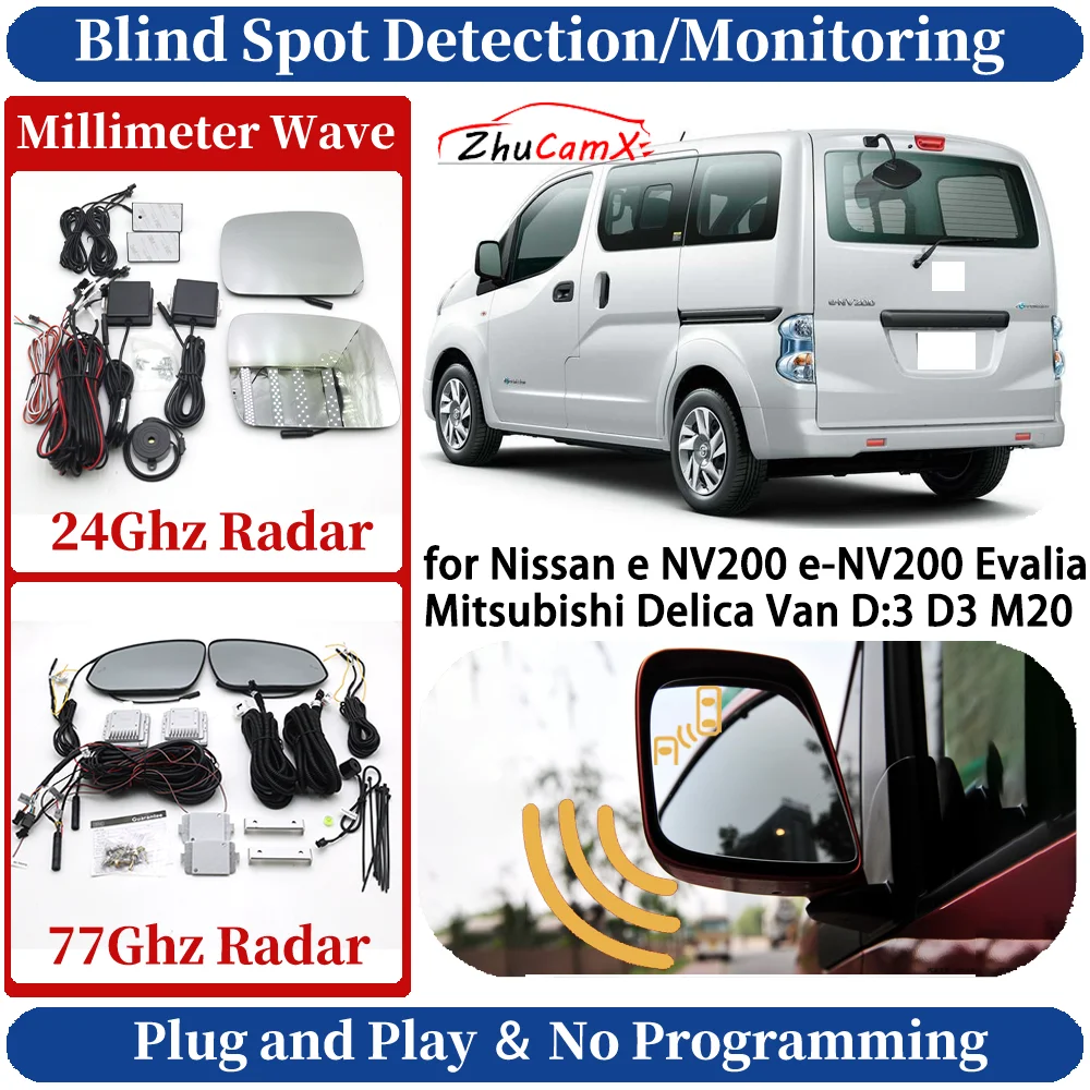 

Blind Spot Monitoring/Detection System for Nissan e NV200 e-NV200 Evalia Mitsubishi Delica Van D:3 D3 Side Lane Change Assist