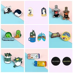 2pcs/set Pins Tortoise Flower Heart Ticket Demon Whale Enamel Metal Pins Brooches Badges Lapel Clothes Pins Women Jewelry Gifts