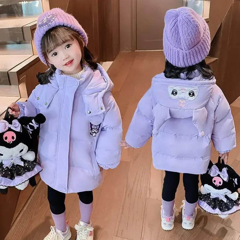 Girly Heart Kuromi Anime My Melody Lovely Warm Jacket Cute Cartoon Sanrio Kawaii Ins White Duck Down Coat Clothing Gifts for Kid