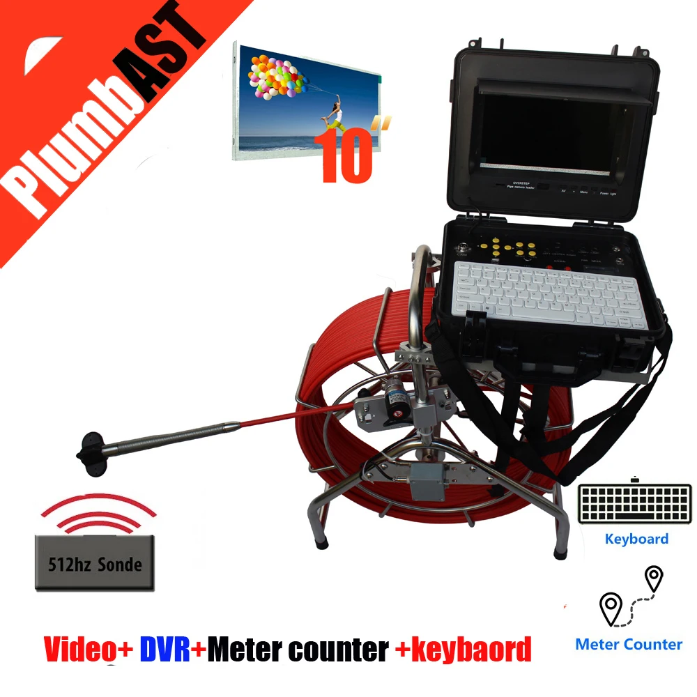 

120m DVR Sewer Pipe Inspection Camera System Water Pipe Well camera System With 512hz sonde transmitter camera kit