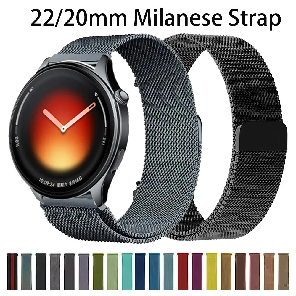 22/20mm Milanaise-Armband für Xiaomi Watch 5/S4 S3 S2 S1 Farbe 2/1 Komfortables Magnetarmband für OPPO Watch S/X2/X für Realme Watch 5/S