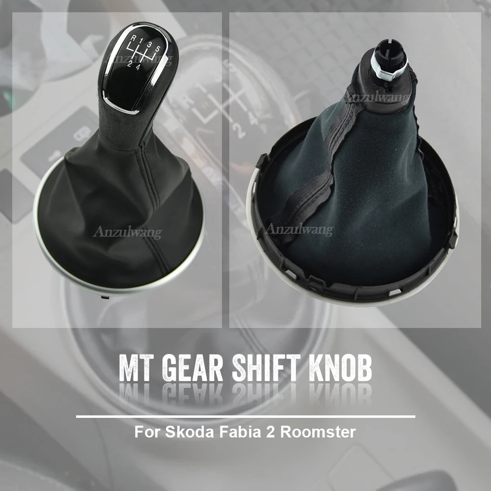 

For Skoda Fabia 2 2007-2010/Roomster 2006-2010 New 5 Speed Gear Shift Knob With Leather Gaiter Boot Cover