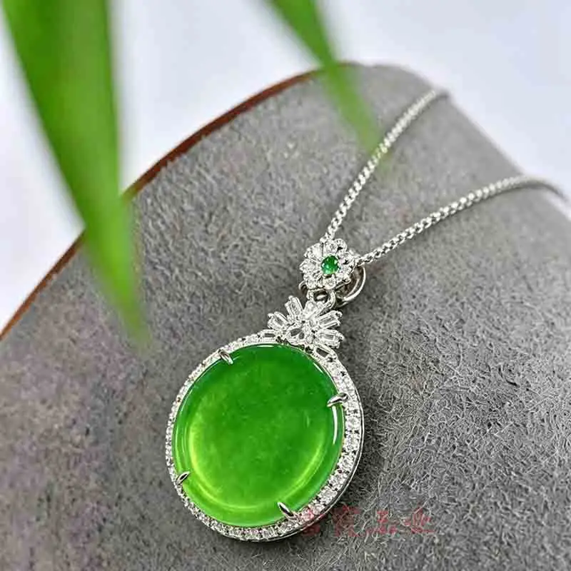 Bashan Buddha Gourd Pendant, Imperial Green Jadeite Imitation Jade Necklace 3