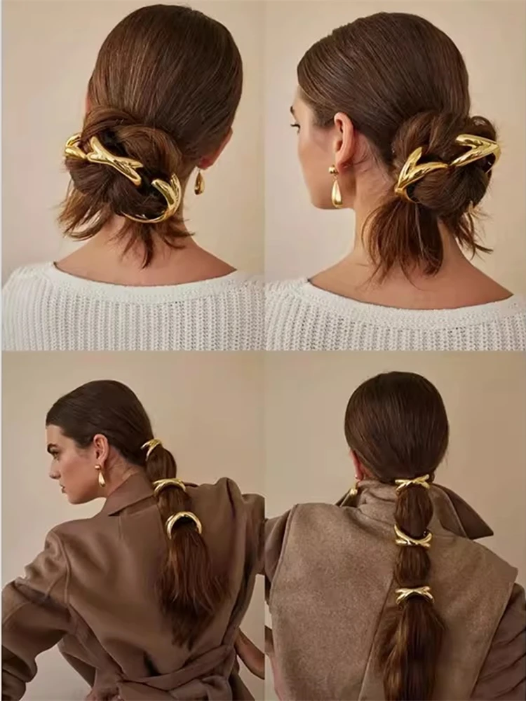 Fascia per capelli elastica in metallo liscio Corss per capelli per donna coda di cavallo forcine per capelli copricapo accessori per capelli