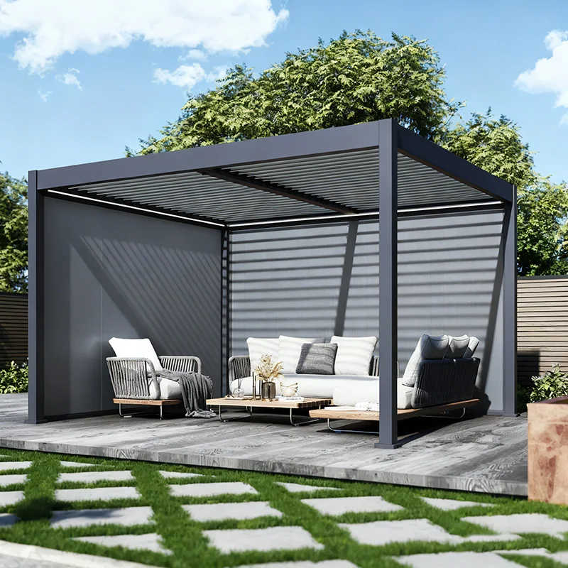 Metal Motorized Bioclimatic Aluminum Pergola Outdoor Waterproof Roof