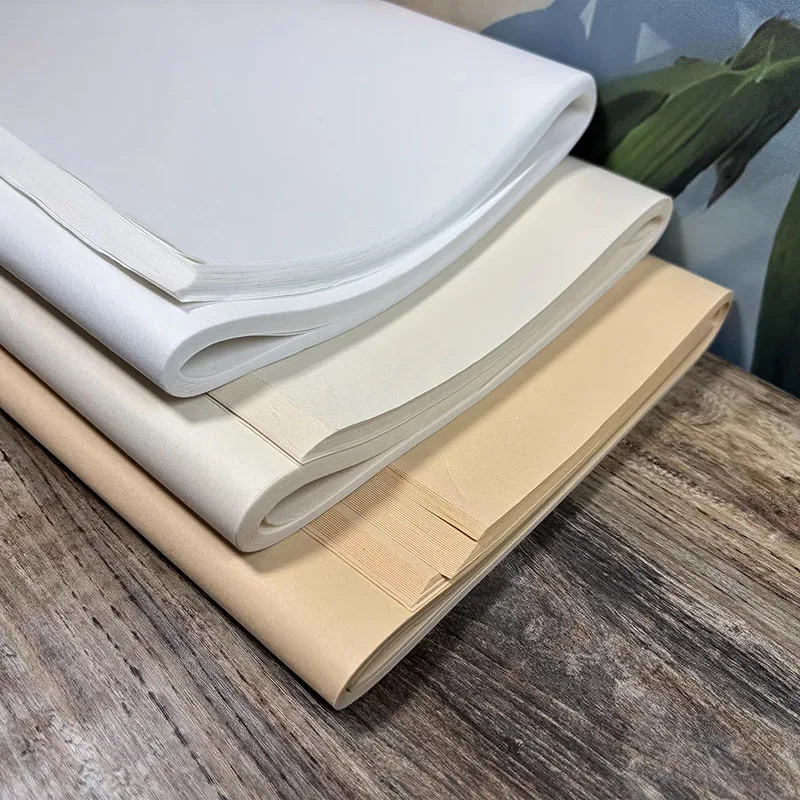 50 Sheets Chinese Flower Bird Painting Paper 34x34cm Square Raw/Semi-Raw Xuan Paper for Freehand Style & Art Creation