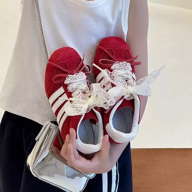 2026 Children's Girls Lace Bow Thin Sole Training Shoes Kid Toddler Princess Retro Genuine Leather Soft Soled Slip on Sneakers