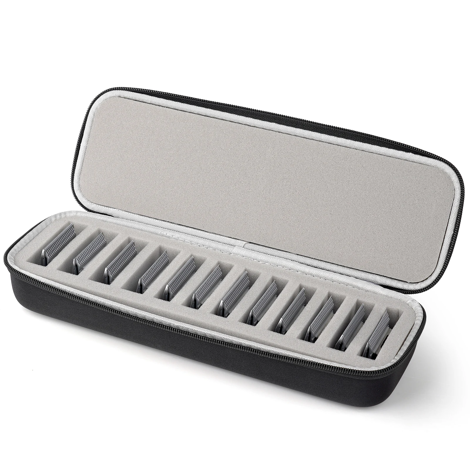 Grooming Clipper Blade Home Storage Case Holder Organizer - Hard Travel Carrying Storage Holds 12 Blades Bag