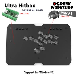 Punk Workshop ULTRA BOX Leverless Controller HitBox SOCD Supported Fighting Stick for Switch/PC (Windows®11 / 10)