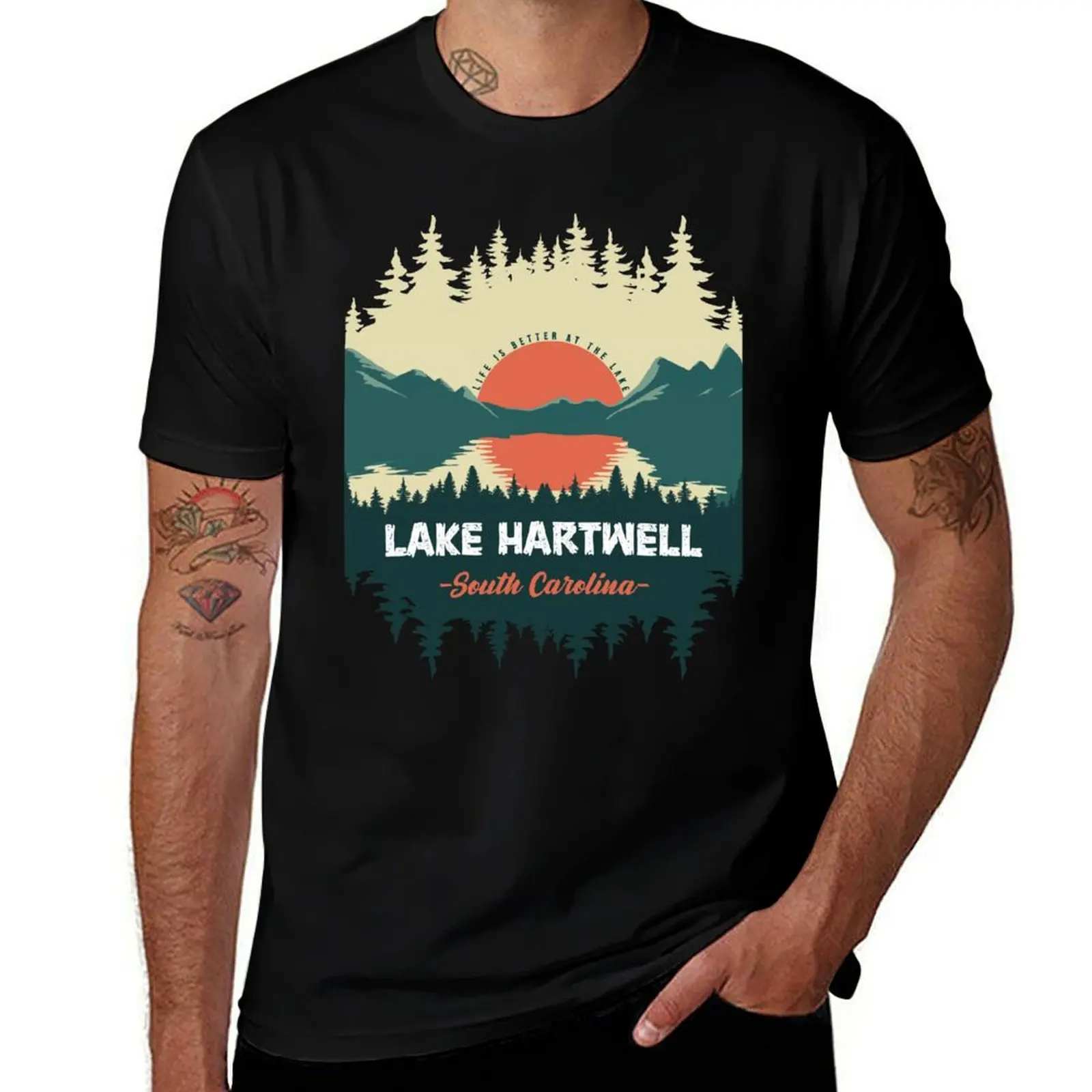 Retro Lake Hartwell South Carolina T-Shirt shirts graphic man t shirt shirts graphic tee plus size men clothing