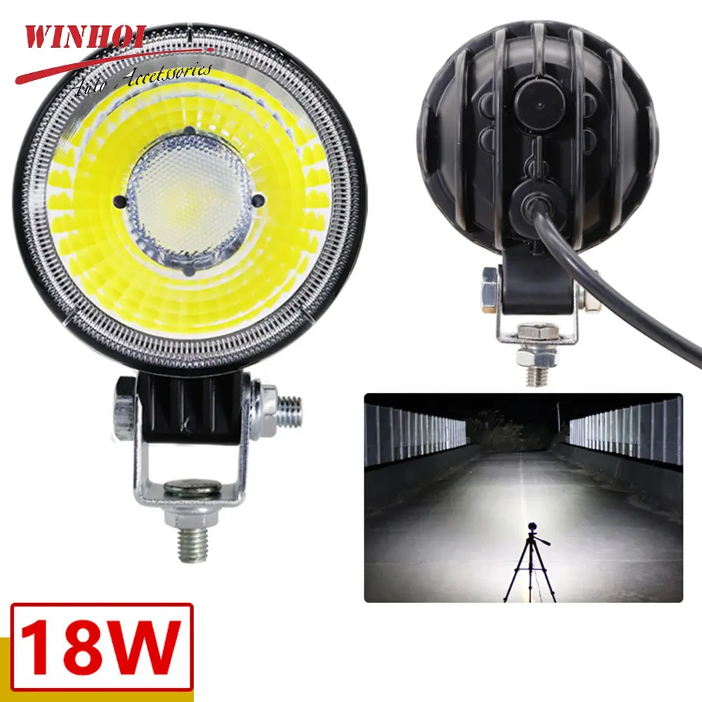 

LED Reserving Lights 12-60V White Amber Work Light Cob Led Waterproof 18W Car Side Fog Lamp for Auto Motorcycle Truck Forklift