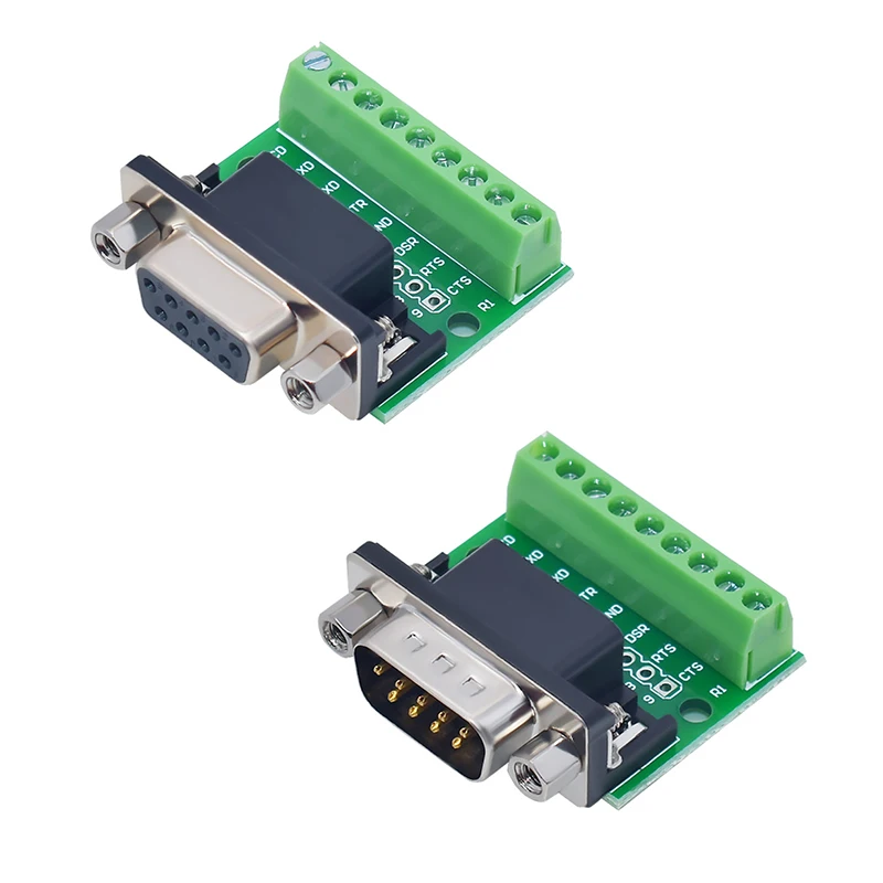 

9pin Solderless Connectors DB9 RS232 Serial to Terminal Female Male Adapter Connector Breakout Board