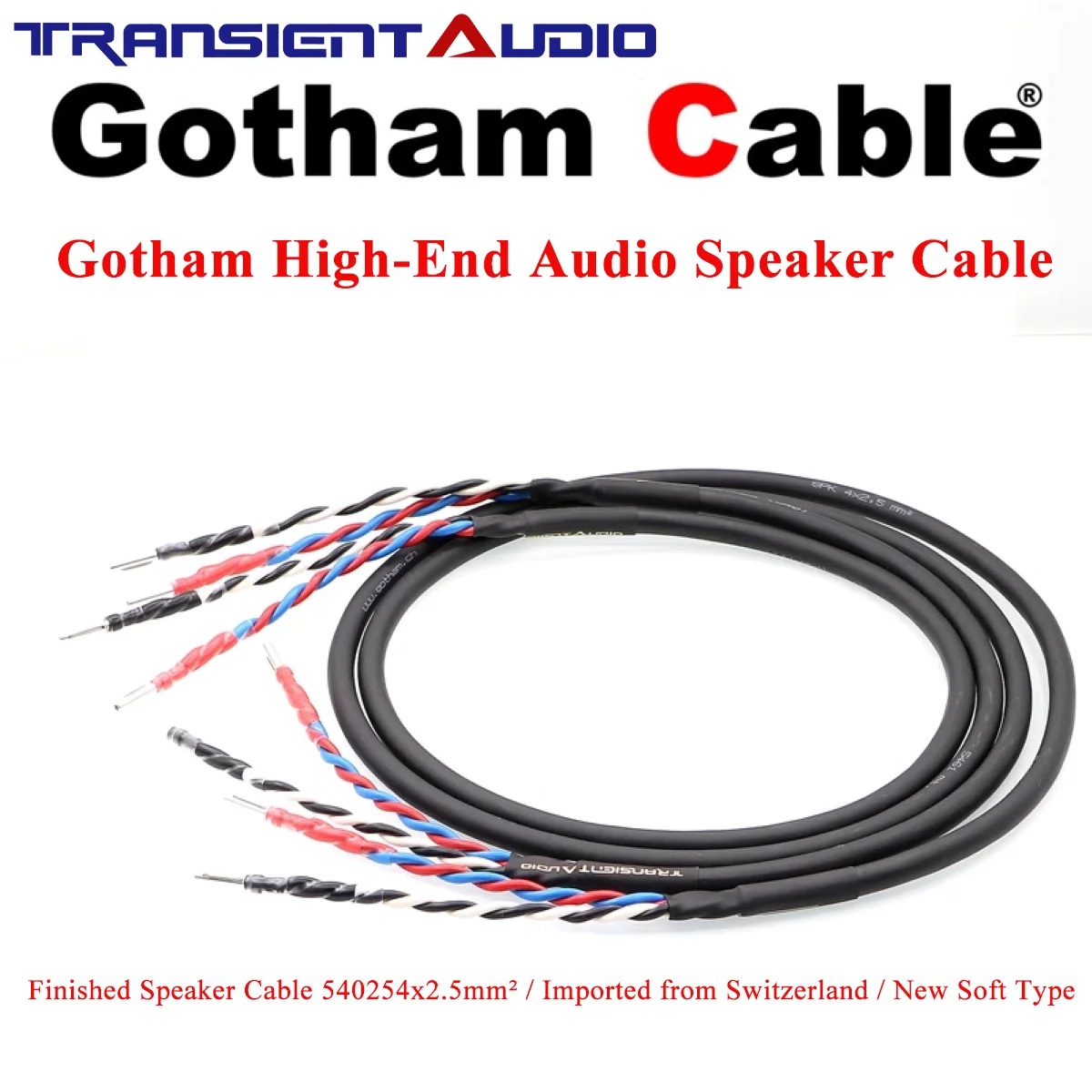 TRANSIENTHI-FIAUDIO Gotham 540254x2.5mm² High-End Audio Speaker Cable, HIFI Amplifier & CD Speaker Cable