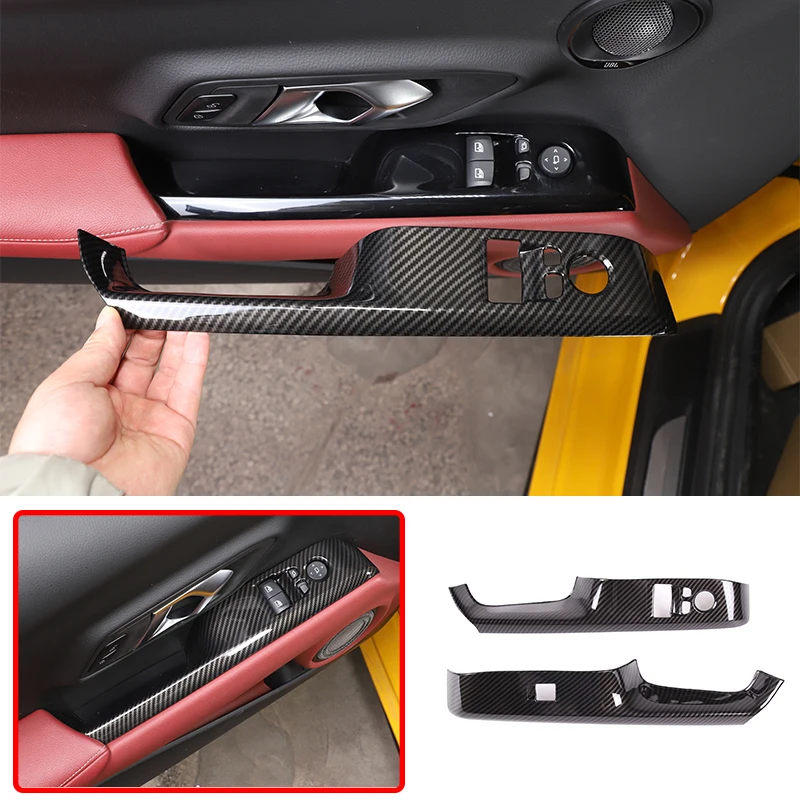 

ABS Carbon Fiber Car Accessories for Toyota Supra GR MK5 A90 2019-2022 Window Glass Lift Switch Button Trim Frame Panel Cover