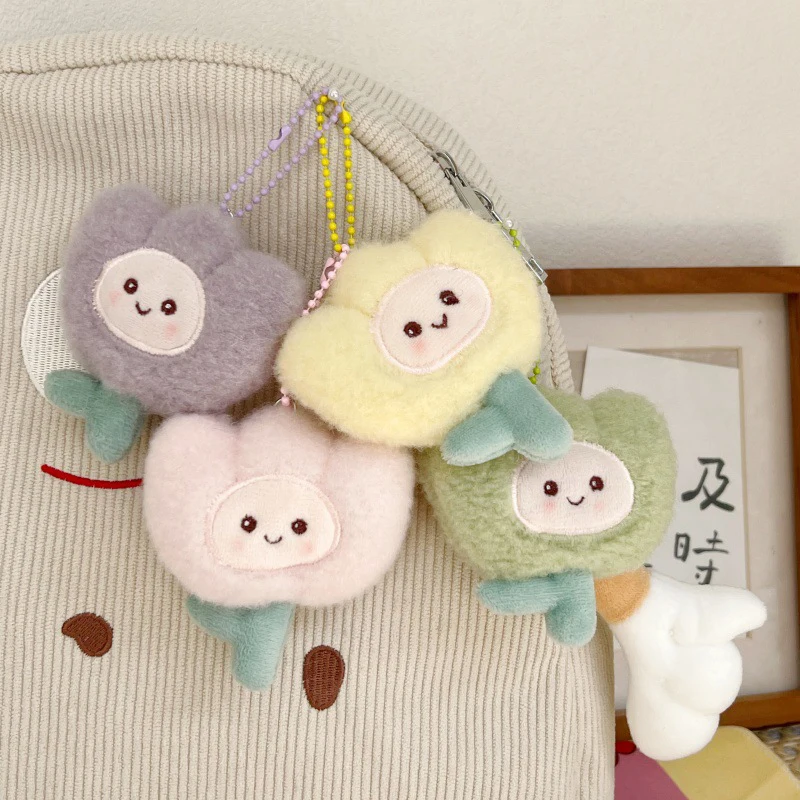 Cute Cartoon Plush Tulip Keychain Soft Stuffed Flower Dolls Bag Pendant Decoration Car Keyring Accessories Girl Gifts