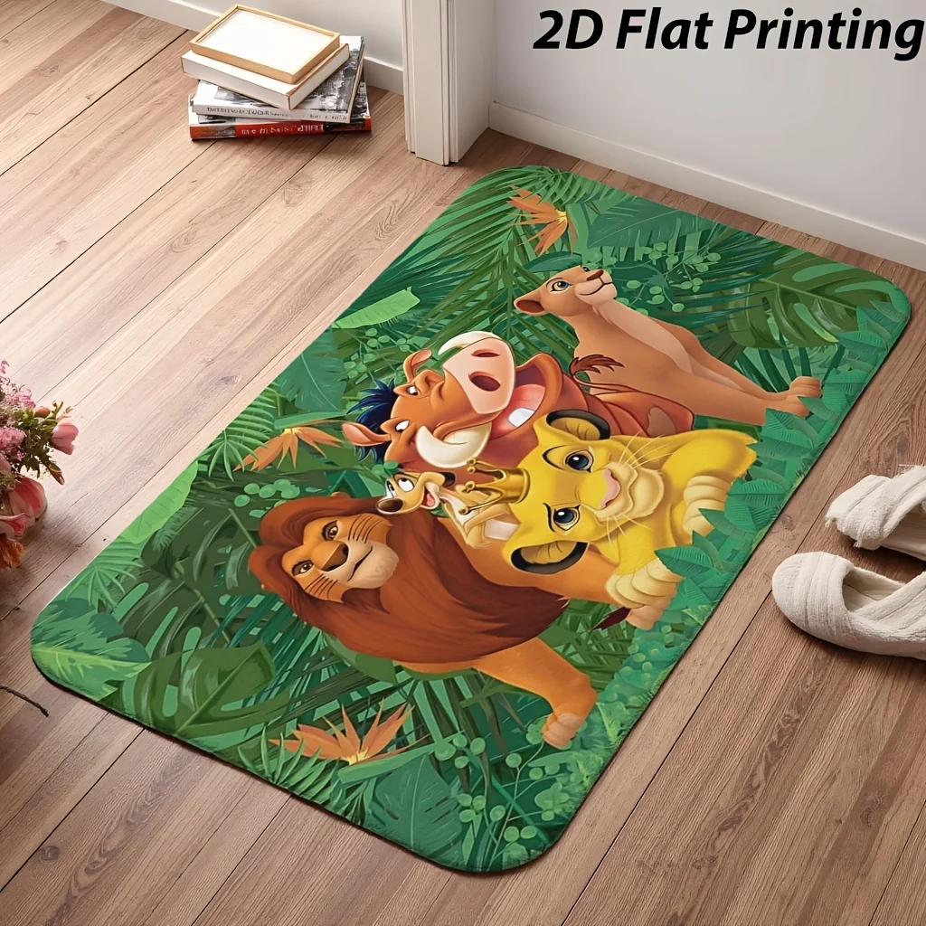 Alfombra de Franela Plana 2D, Paquete de 1 Pieza, Disney, Impresión Plana 2D, Alfombra de Baño con Diseño de Simba y sus Amigos