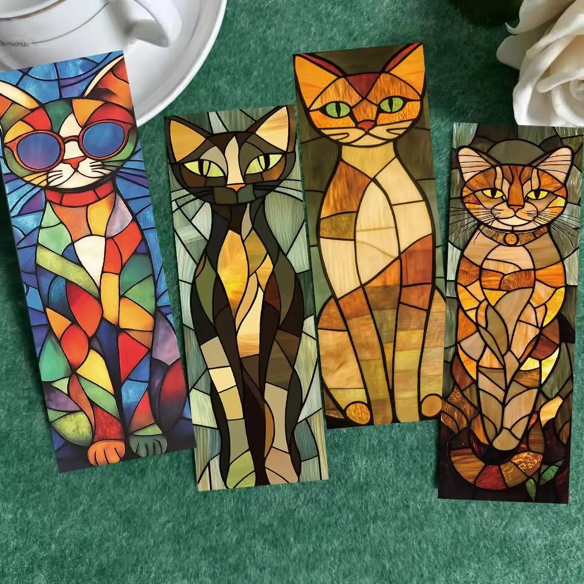30PCS Elegant Cat Bookmarks Exquisite Reading Pages Book Markings Student Creative Gifts Decoration Page Markings Cards