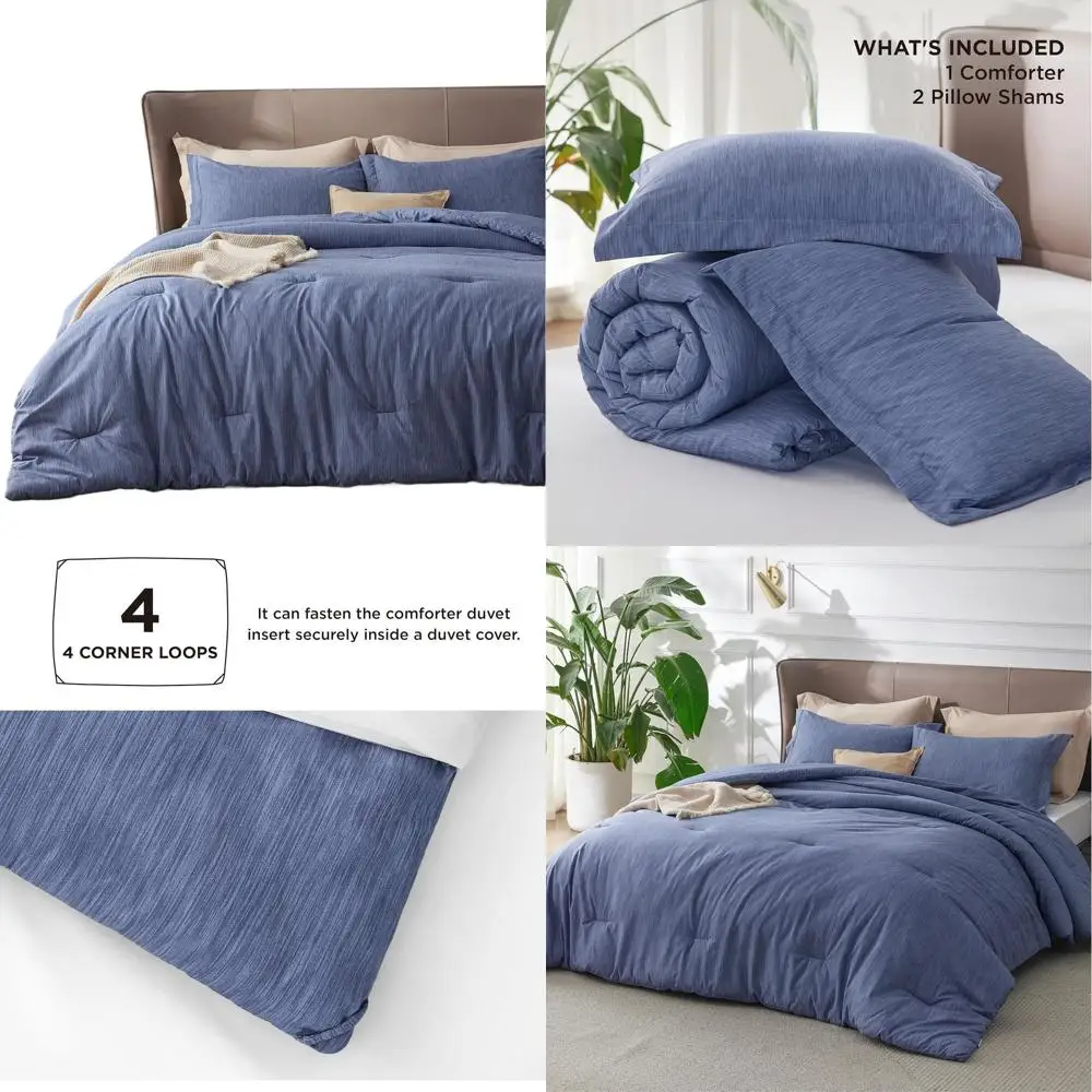 

Infinity Blue California King Comforter Set - 3-Piece Soft Bedding for All Seasons, Cationic Dyed